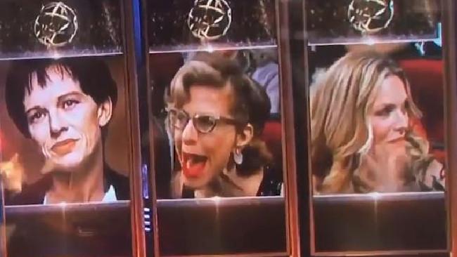 Jackie Hoffman was clearly seen yelling 'damn it!' as Laura Dern was announced as the winner of the Best Supporting Actress Emmy