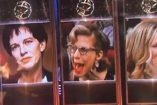 Jackie Hoffman was clearly seen yelling 'damn it!' as Laura Dern was announced as the winner of the Best Supporting Actress Emmy