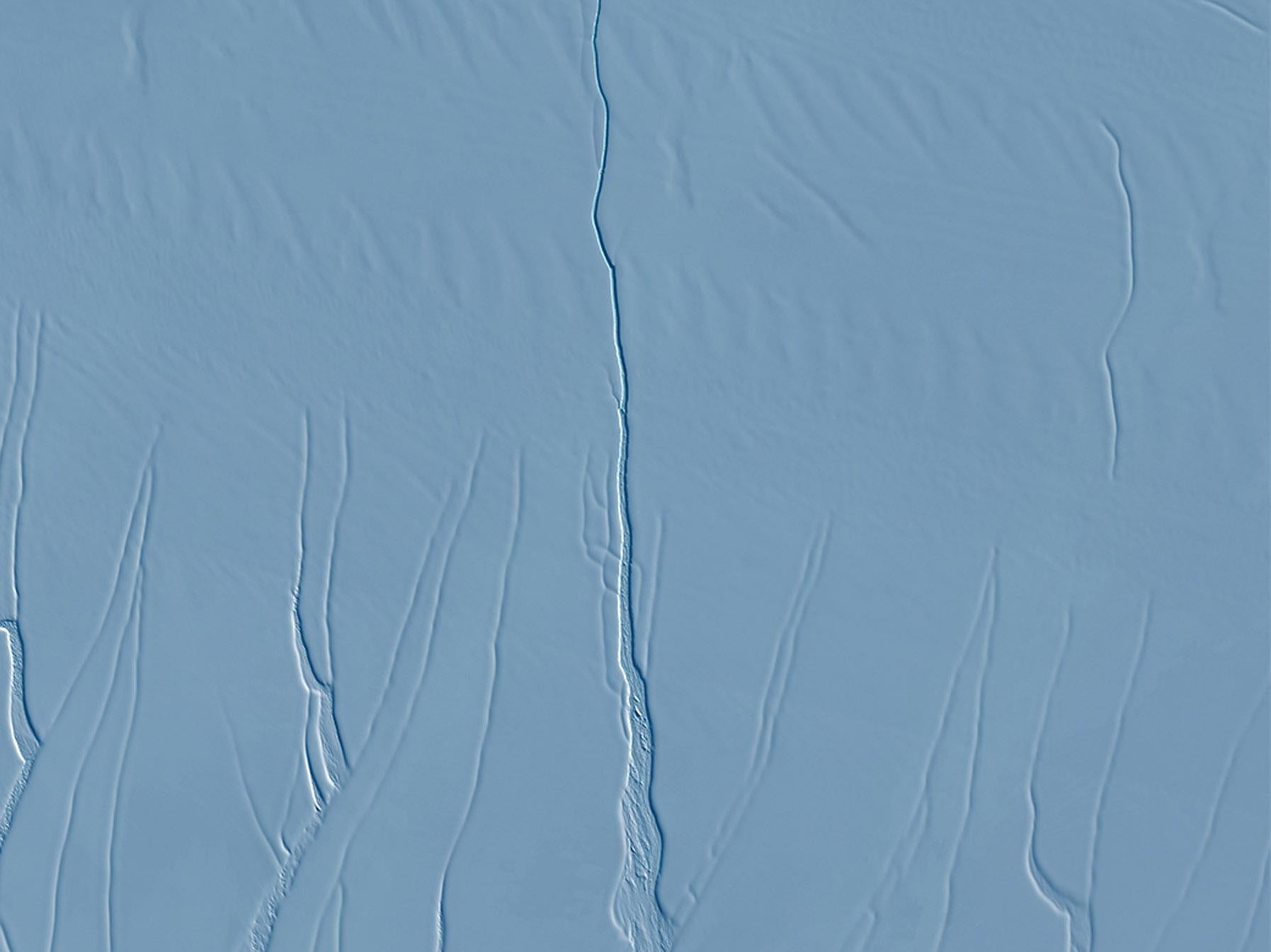 The crack that appeared in the Larsen C ice shelf before a massive section broke away in July