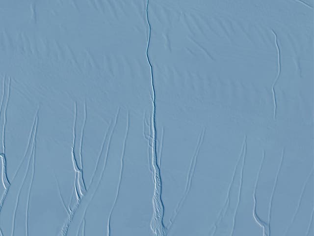 The crack that appeared in the Larsen C ice shelf before a massive section broke away in July