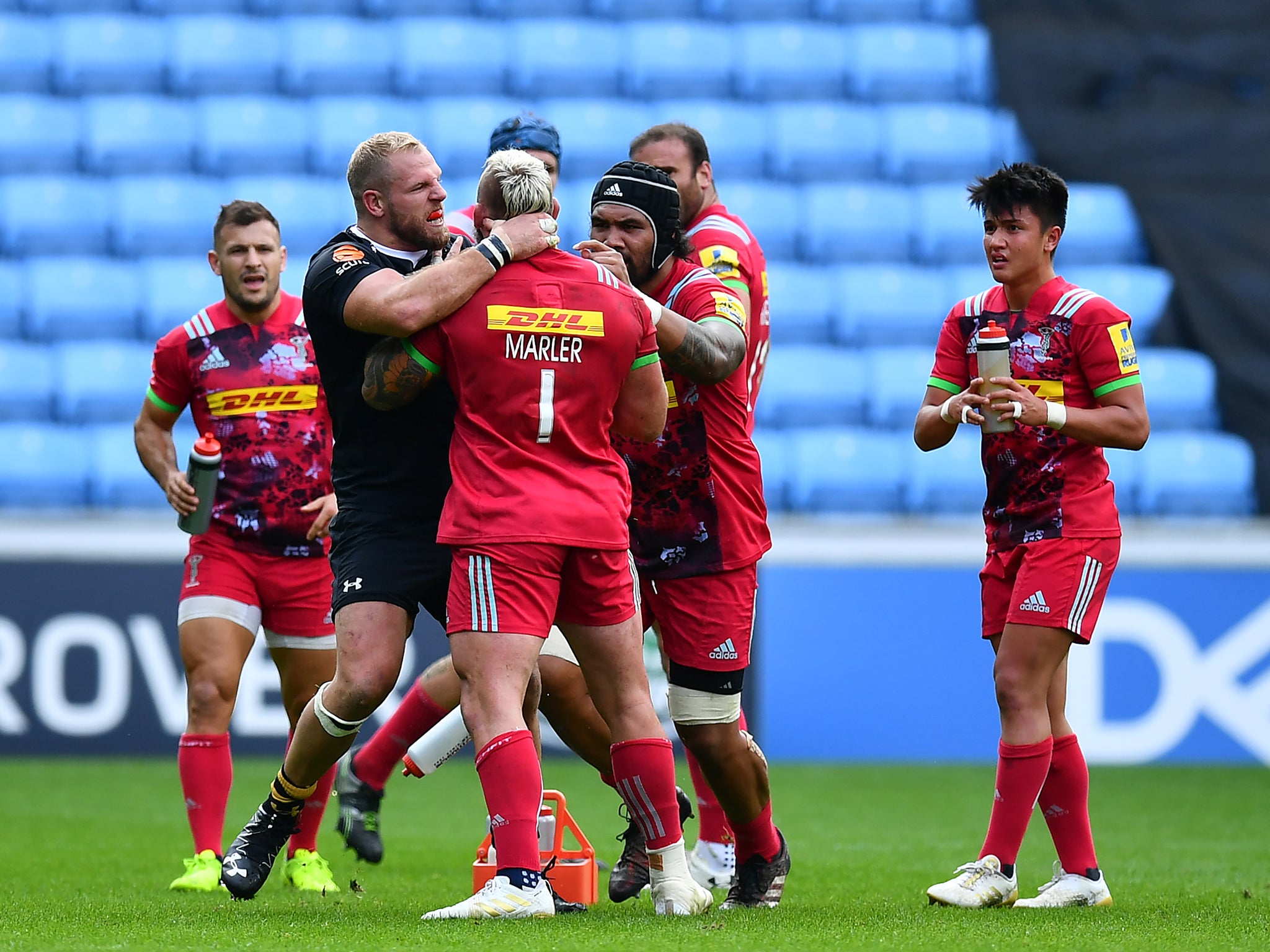 James Haskell choked Joe Marler in reaction to being sprayed by water
