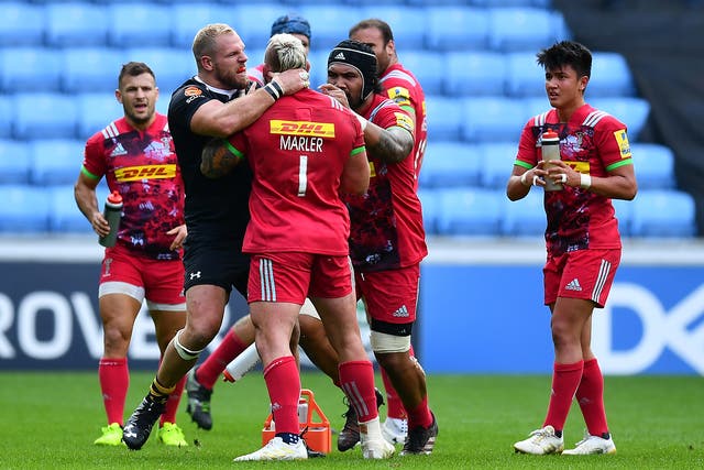 James Haskell choked Joe Marler in reaction to being sprayed by water