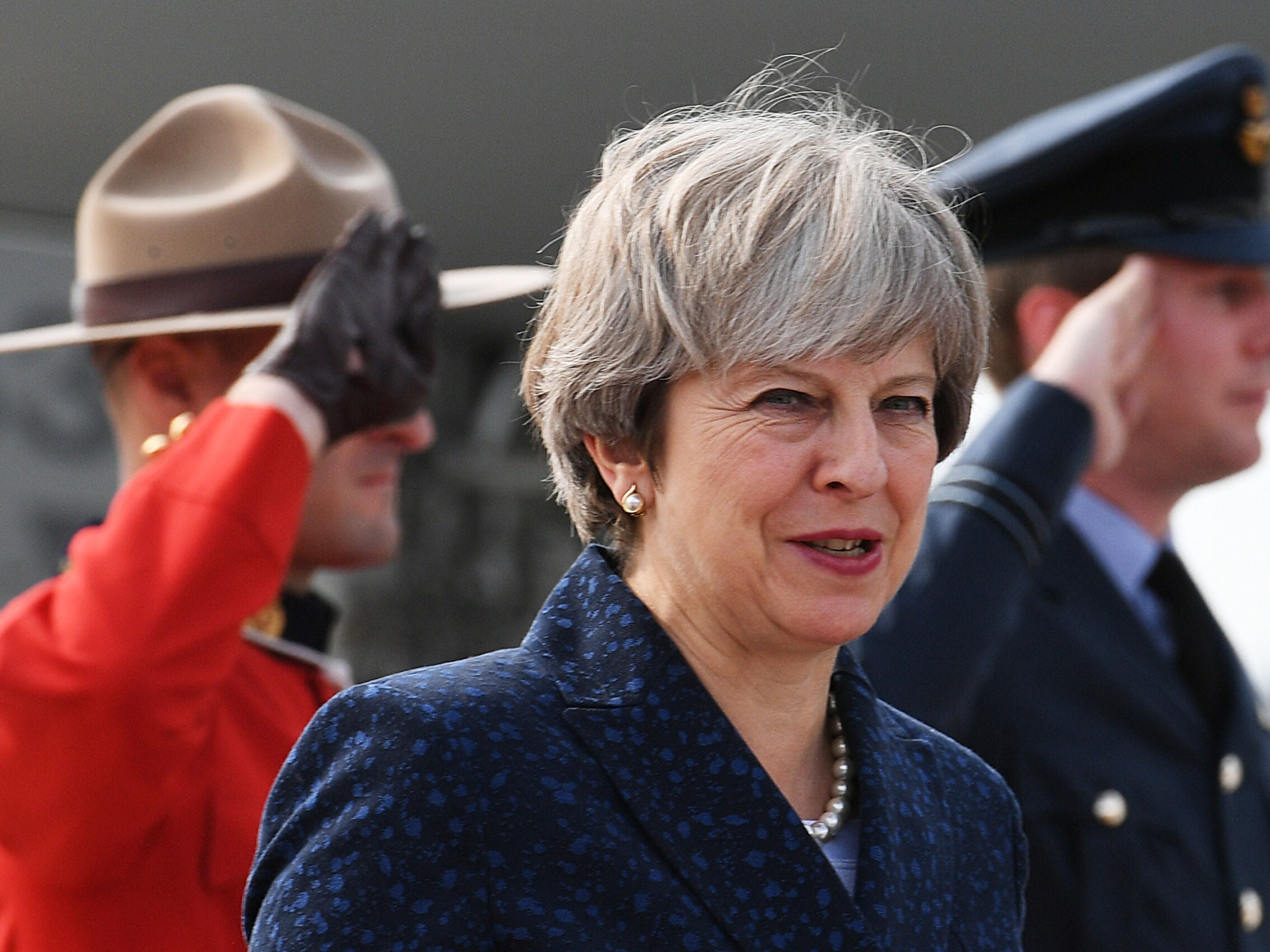 Prime Minister Theresa May arrives in Ottawa, Canada, to hold post-Brexit trade talks with Canadian Prime Minister Justin Trudeau