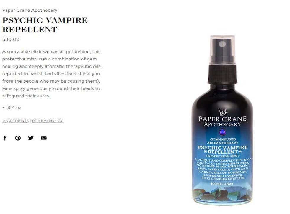 Goop is selling psychic vampire repellent to 'banish bad vibes' | The Independent | The Independent