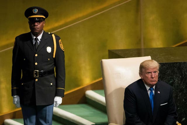 Donald Trump told the United Nations General Assembly he would "totally destroy" North Korea