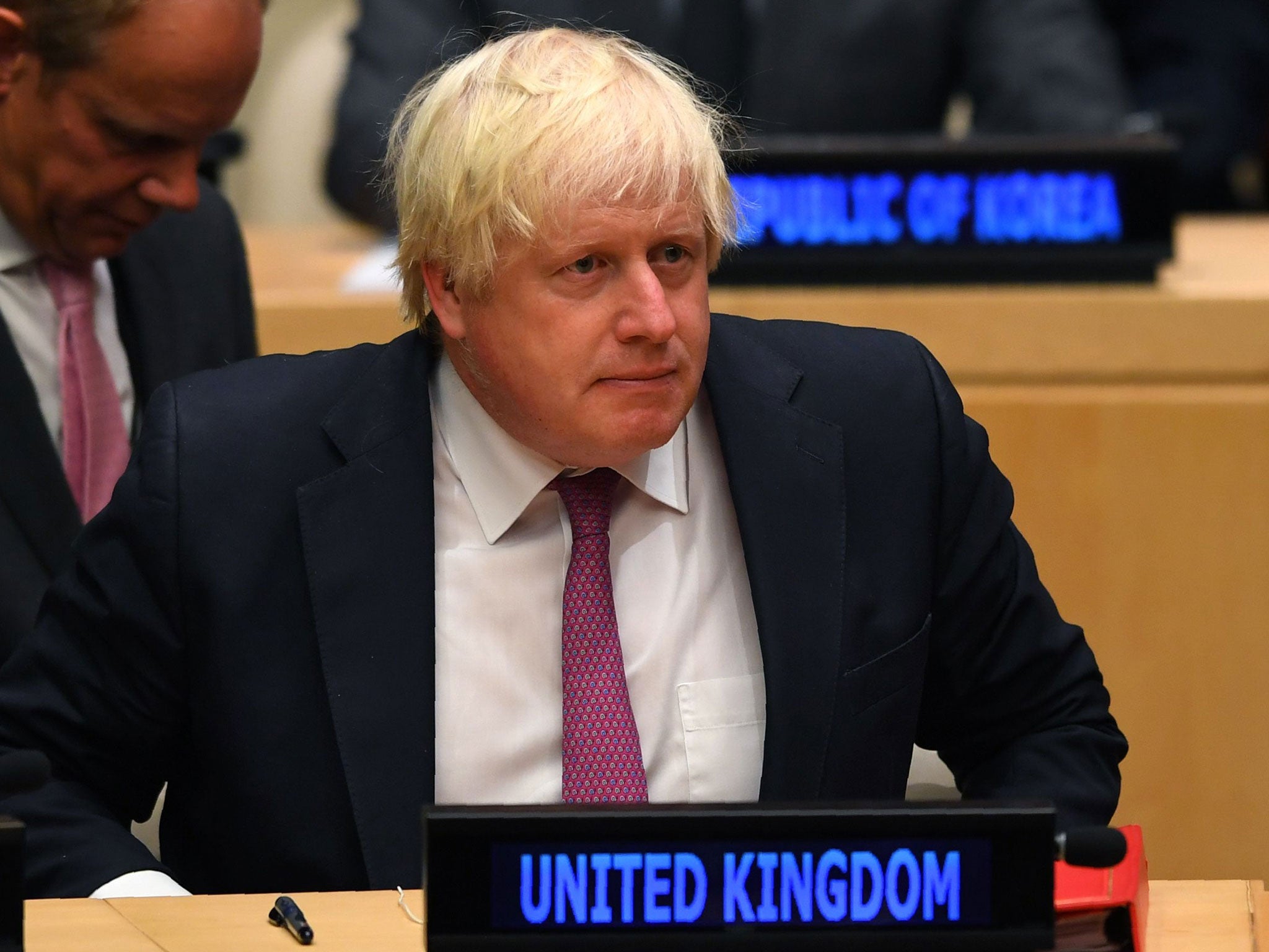 Boris Johnson and Theresa May attended separate meetings at the UN headquarters in New York on Tuesday