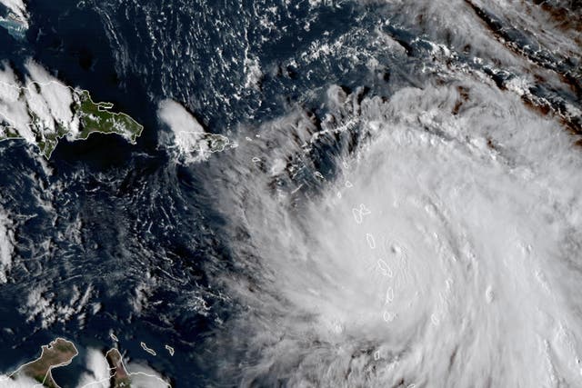 Hurricane Maria is pictured approaching Dominica