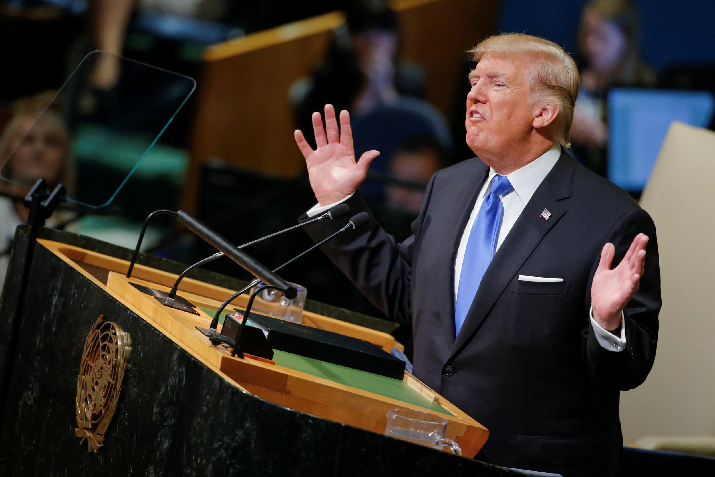 Donald Trump addressing the UN General Assembly