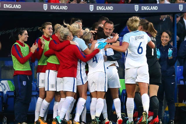 England's players showed they stood with Mark Sampson despite the allegations against him