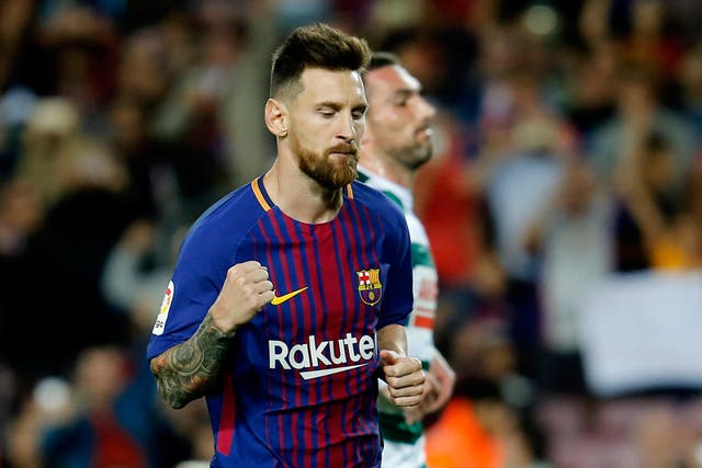 Lionel Messi scored four times against Eibar in Barcelona's 6-1 victory