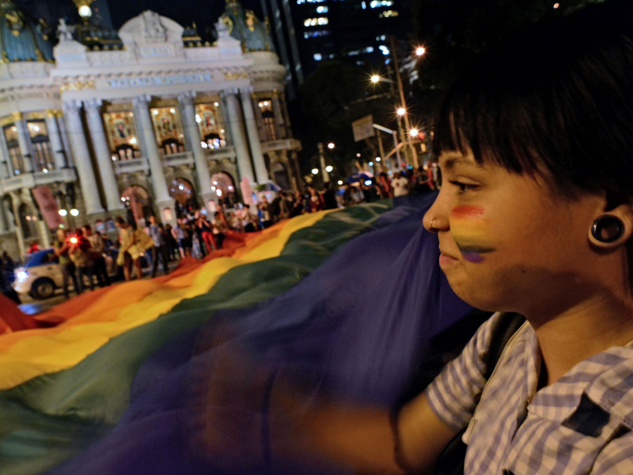 File photo shows Brazilians protesting against anti-LGBT measures