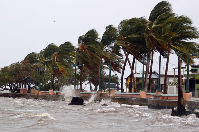 Winds lash the coastal city of Fajardo as Hurricane Maria approached Puerto Rico