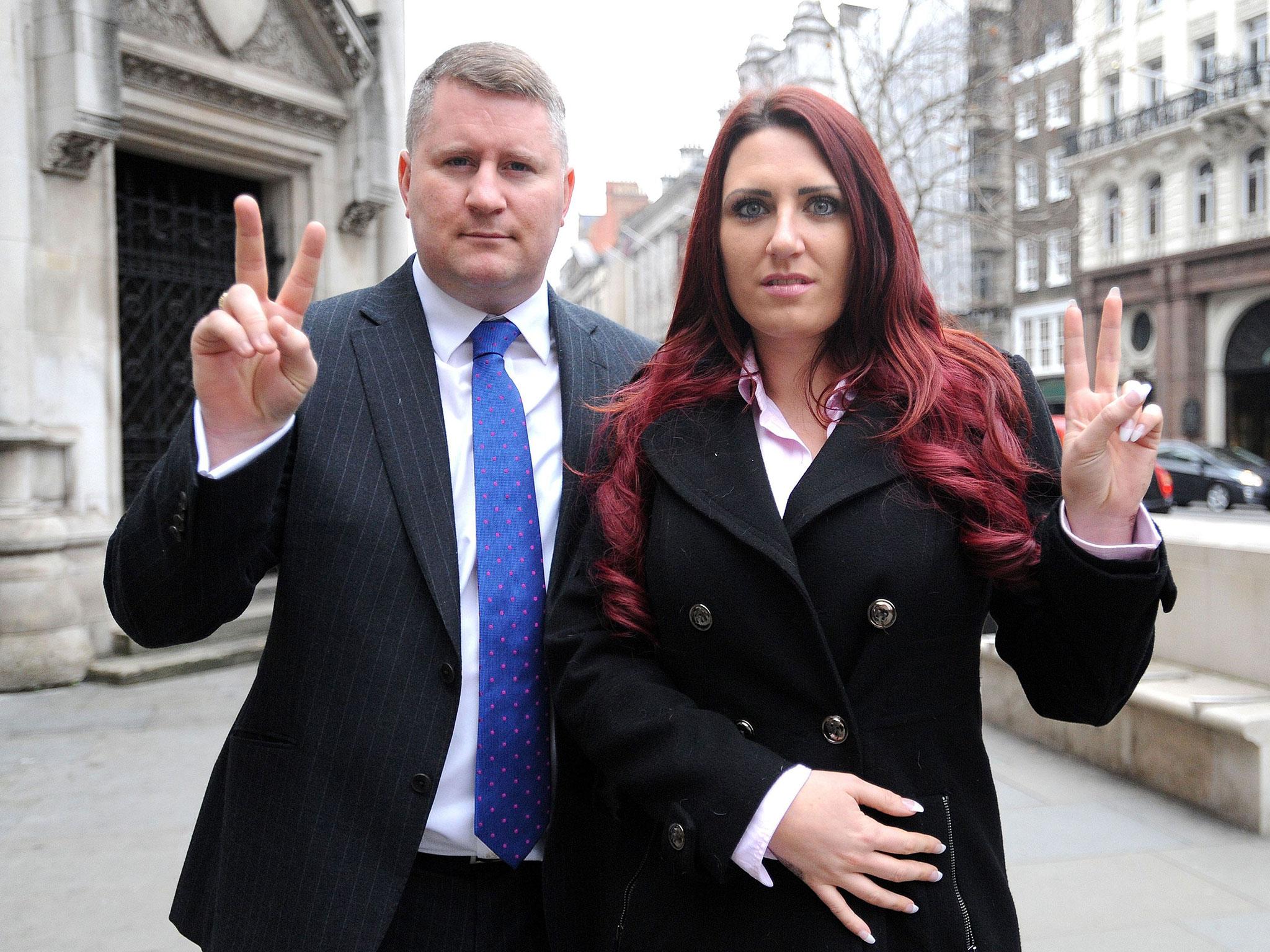 Paul Golding and Jayda Fransen, the leader and deputy leader of Britain First