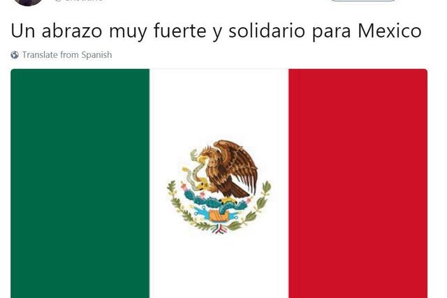 Cristiano Ronaldo sends his condolences and a 'very strong hug' to the people of Mexico