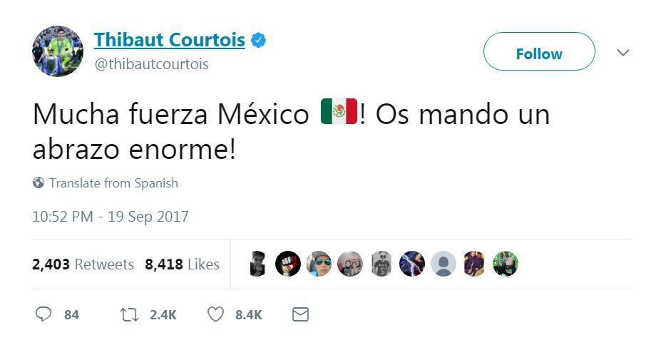 'Much strength to Mexico! Sending you a big hug!'