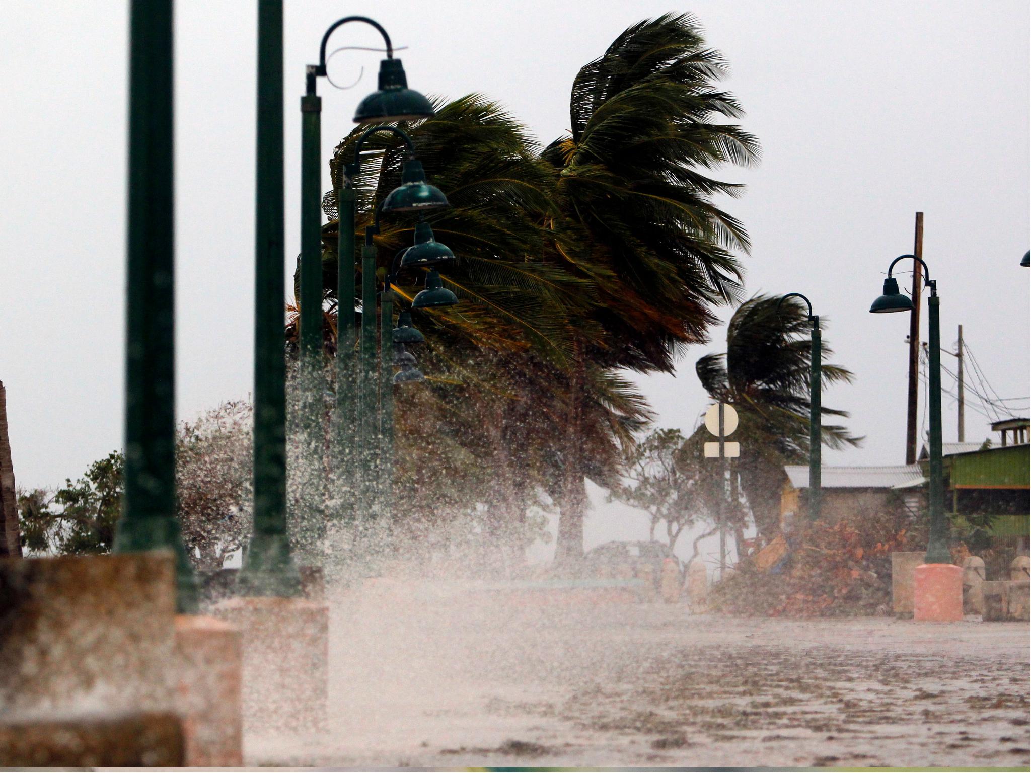 Winds lash the coastal city of Fajardo as Hurricane Maria approaches Puerto Rico on 19 September 2017