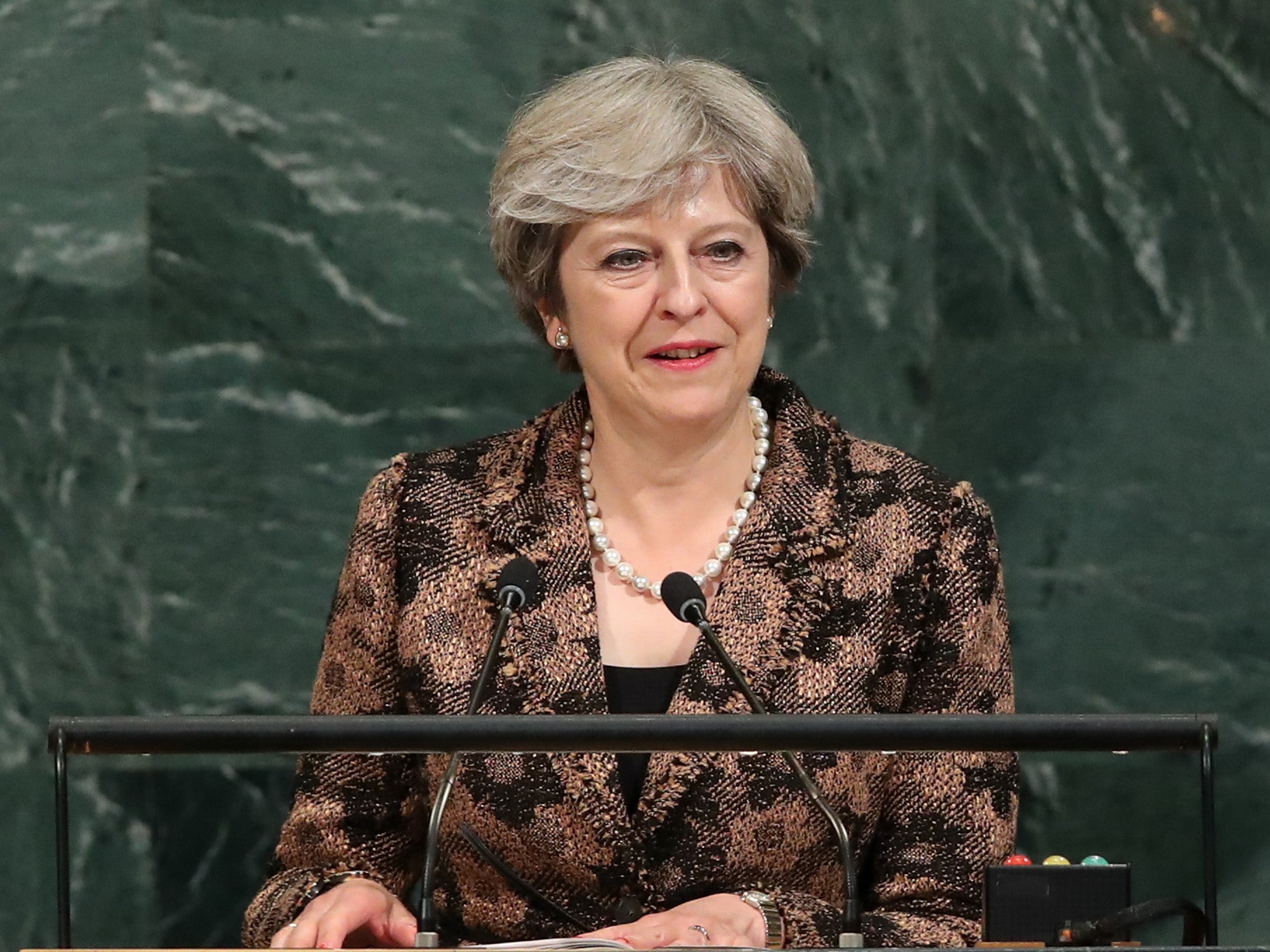 Theresa May addresses the United Nations General Assembly