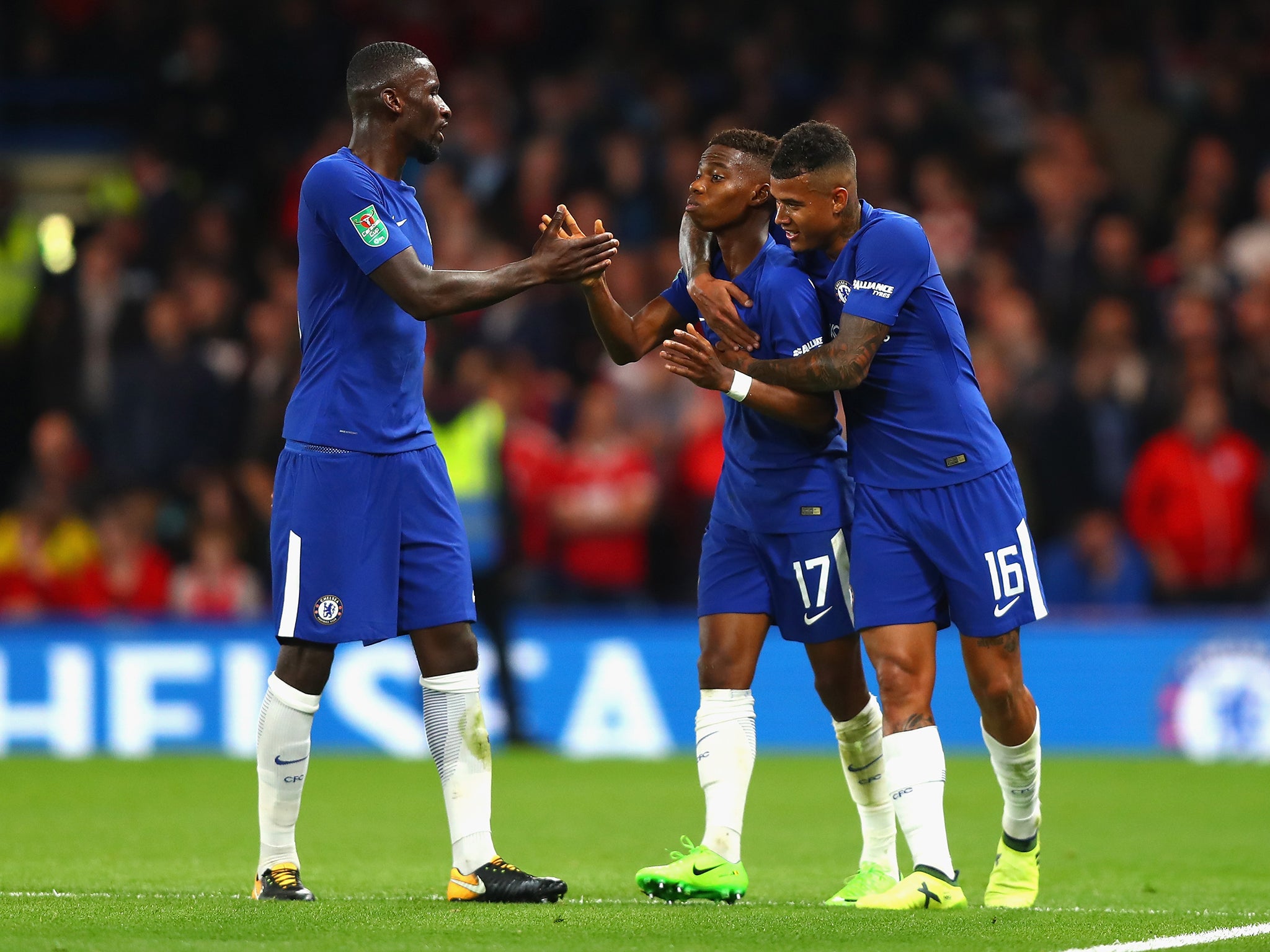 Both Charly Musonda (centre) and Kenedy (right) scored in the 5-1 win over Nottingham Forest