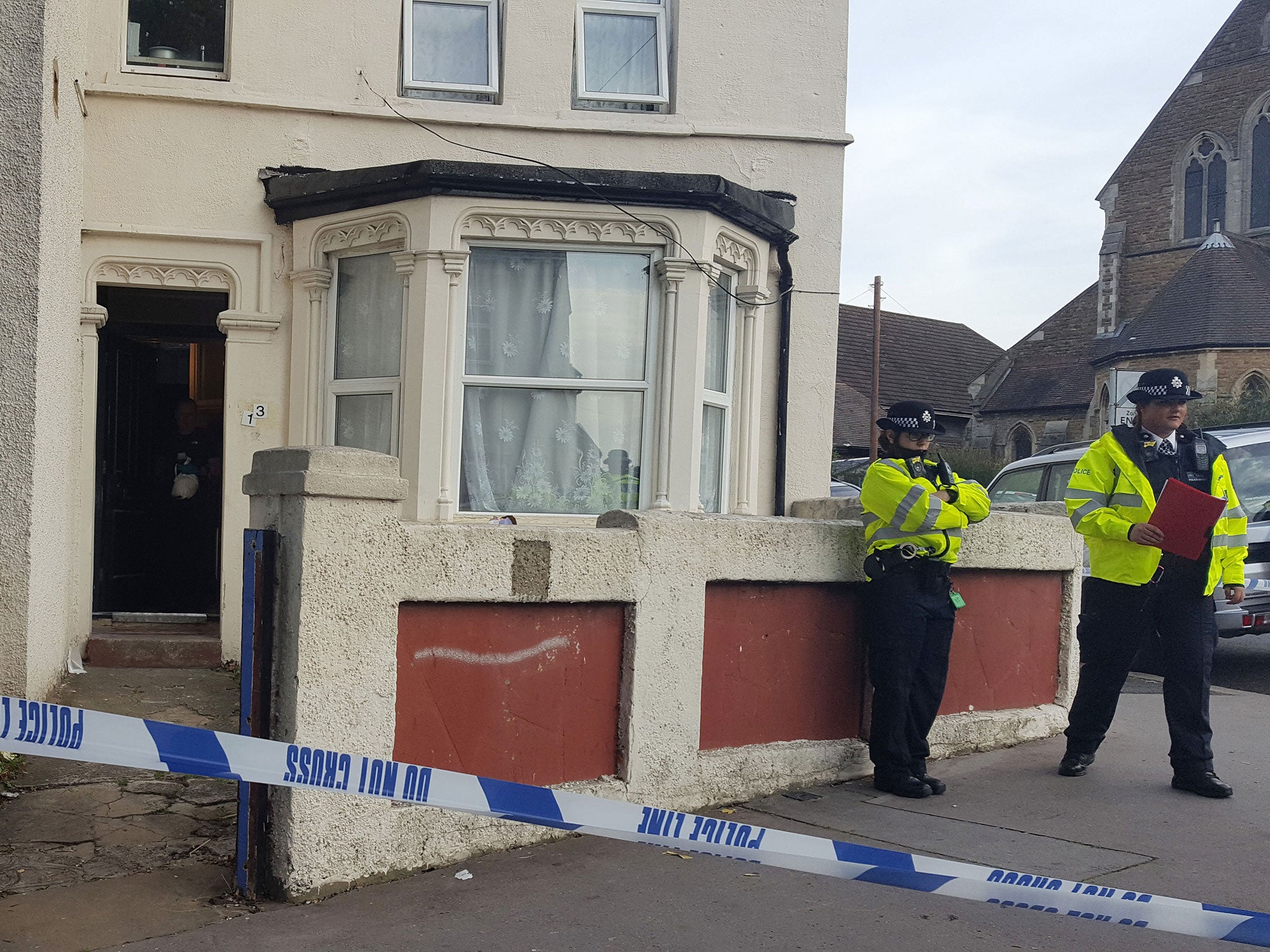 Police outside a property in Thornton Heath, south London, after a teenager was arrested by detectives investigating the Parsons Green terror attack. Two other males detained from separate addresses have now been released