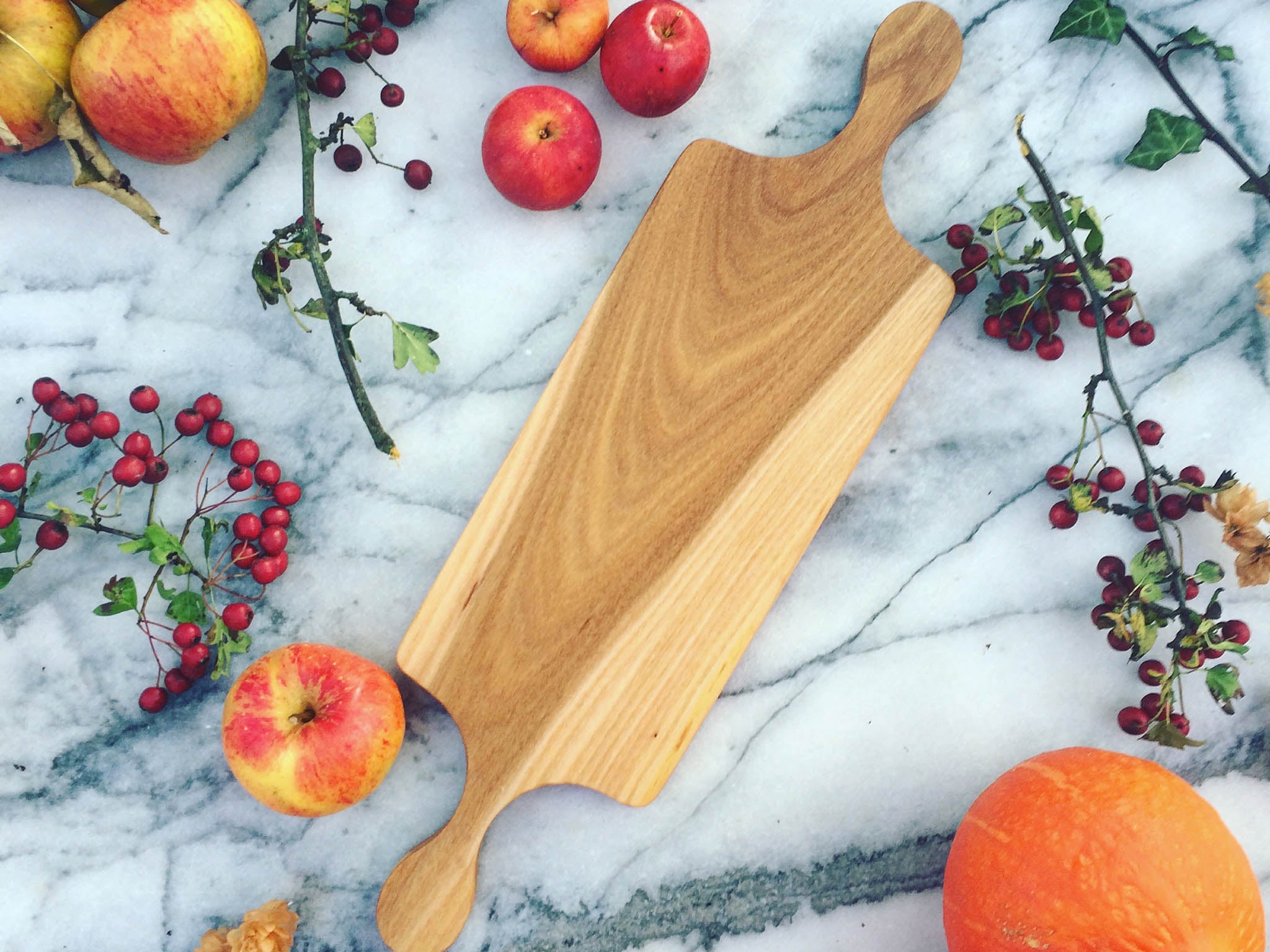 Unlike plastic, wood has naturally occurring antibacterial properties perfect for a chopping block