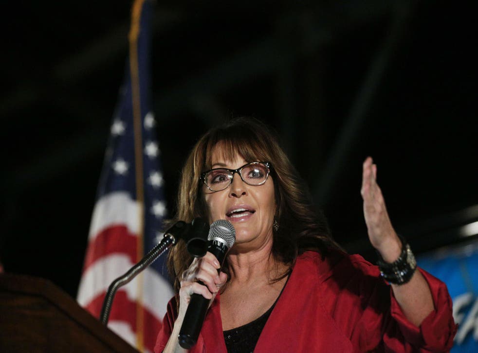 Ms Palin spoke at the rally in Birmingham