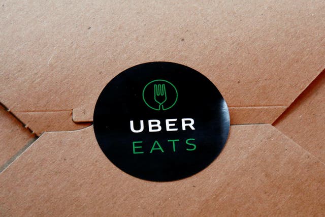 UberEats' logo on its food delivery box is pictured during the launching event of food-delivery service UberEats in Tokyo, Japan, September 28, 2016