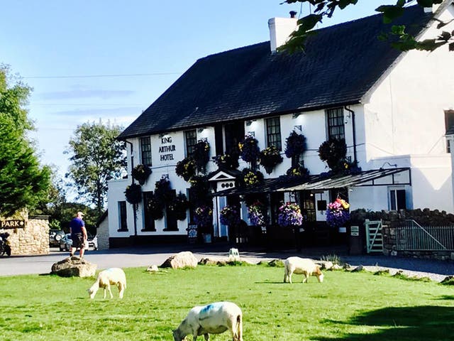 The King Arthur hotel in Reynoldston, where sheep, cattle and ponies roam free and drivers are advised to proceed with caution