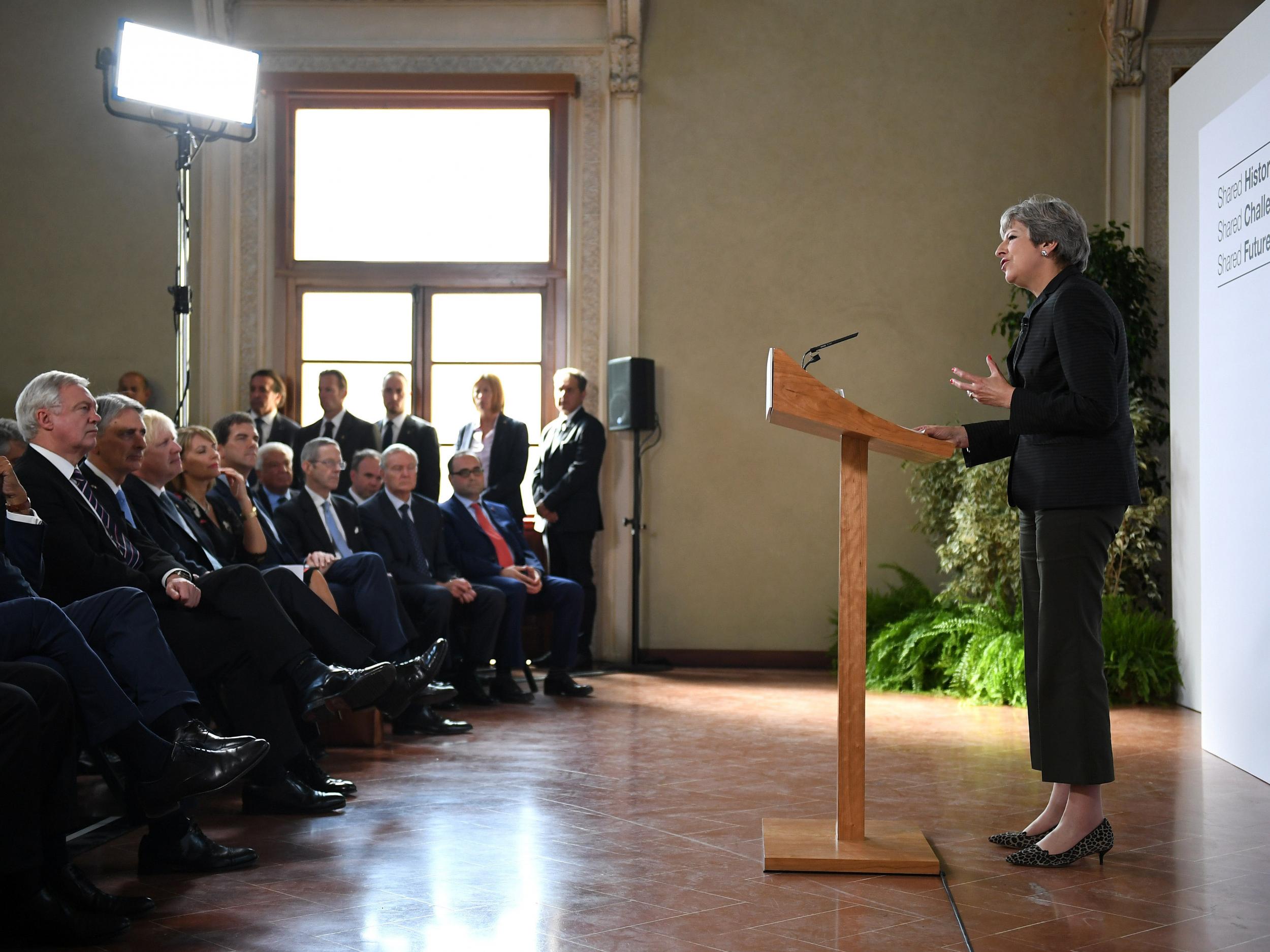 Theresa May delivers her address in Florence last month – statements since raise 'serious questions to answer'
