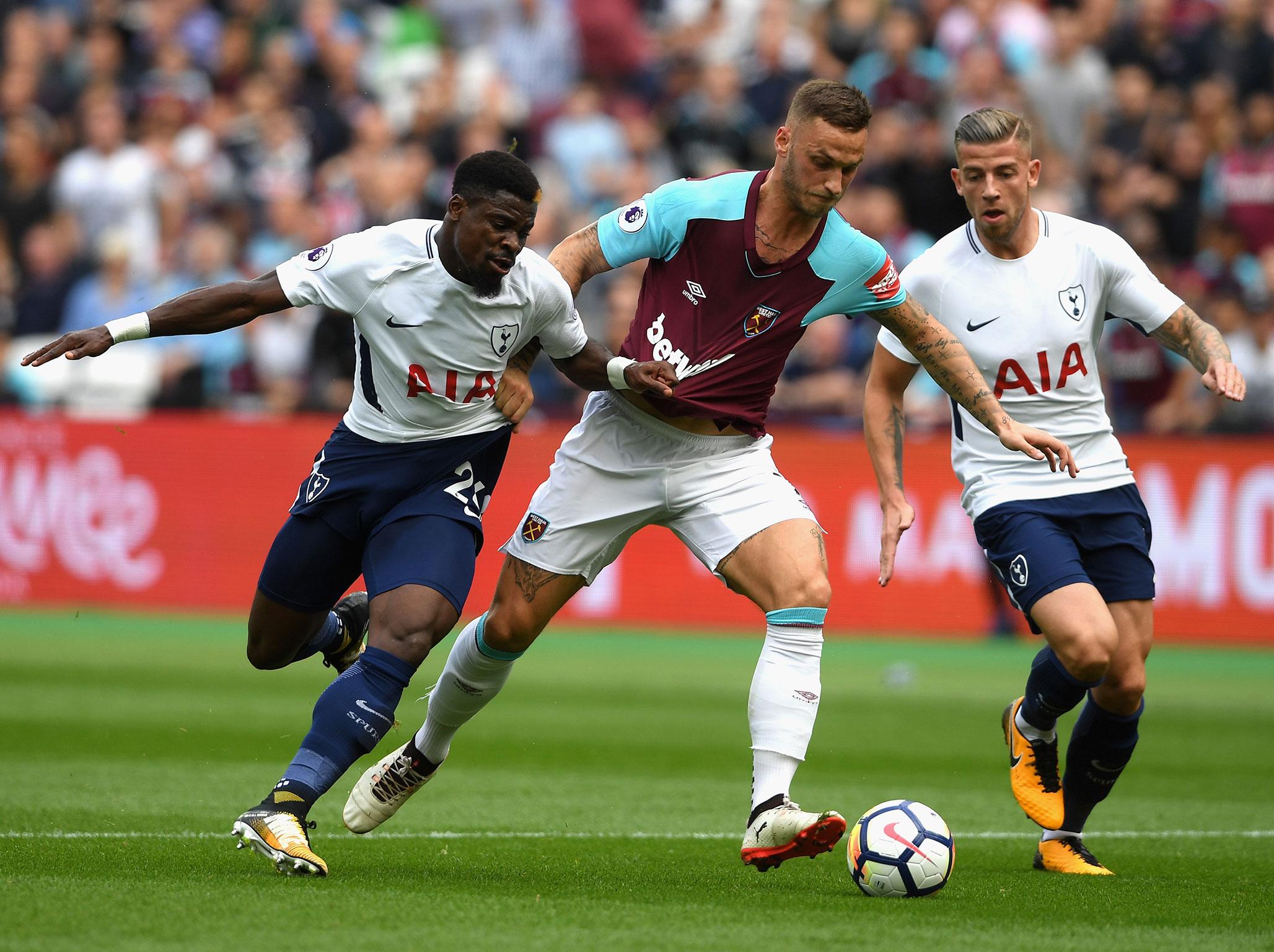 &#13;
Serge Aurier was sent off with 20 minutes to go &#13;