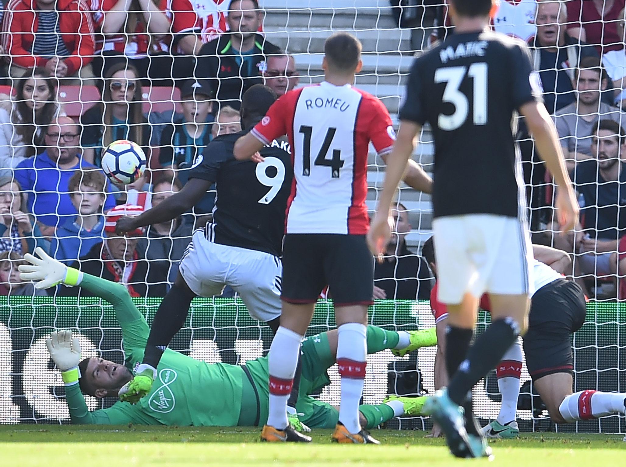 Romelu Lukaku tapped in after seeing a header saved by Fraser Forster