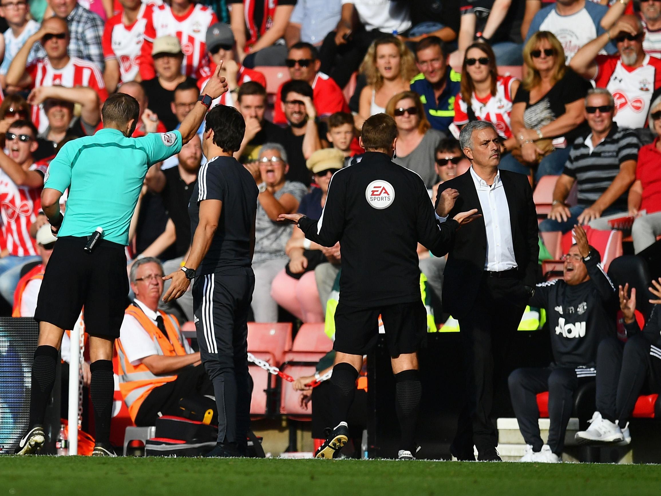 Jose Mourinho was sent to the stands by referee Craig Pawson