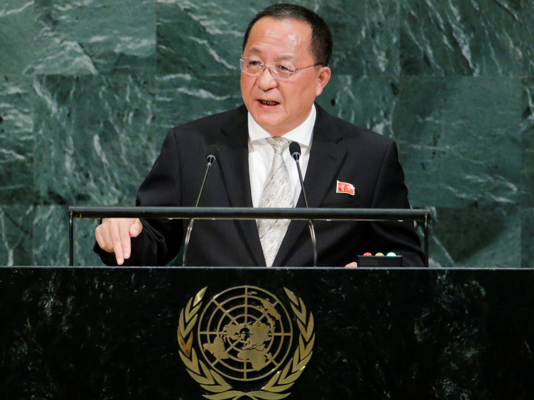 North Korean Foreign Minister Ri Yong-ho addresses the 72nd United Nations General Assembly at UN headquarters in New York