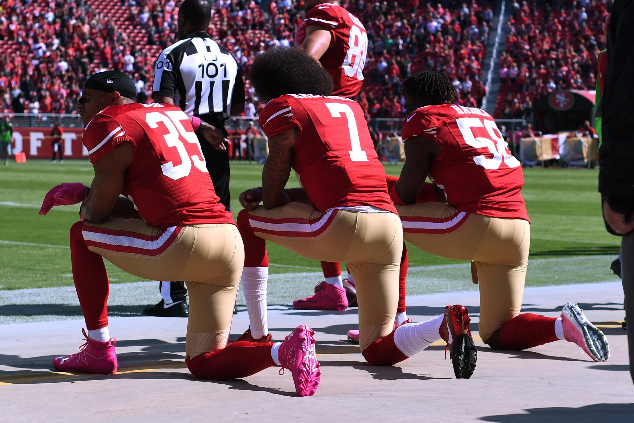 &#13;
Kaepernick has become one of the highest profile figures in the sport following his kneeling protests &#13;