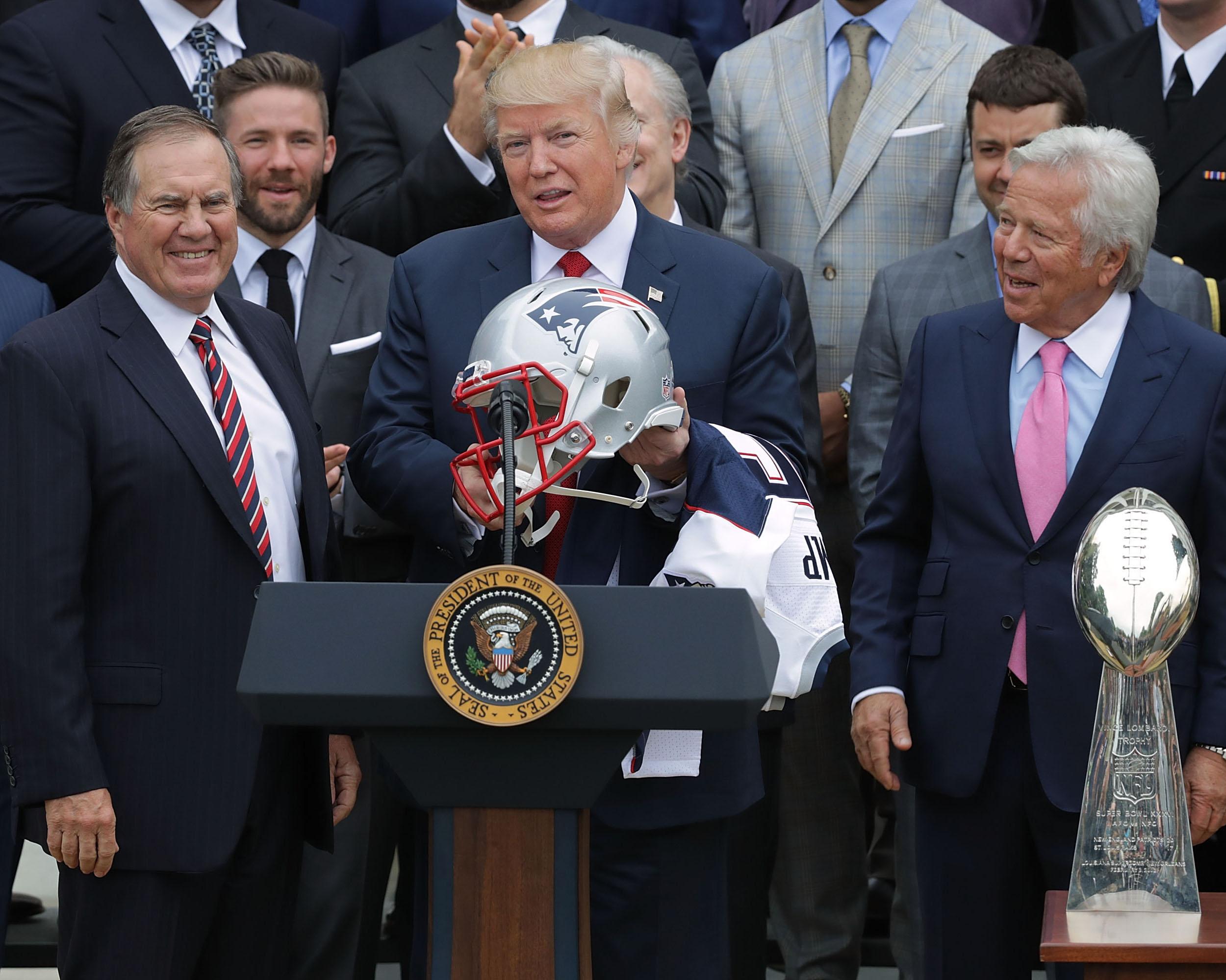 Donald Trump hosted the New England Patriots at the White House in 2017