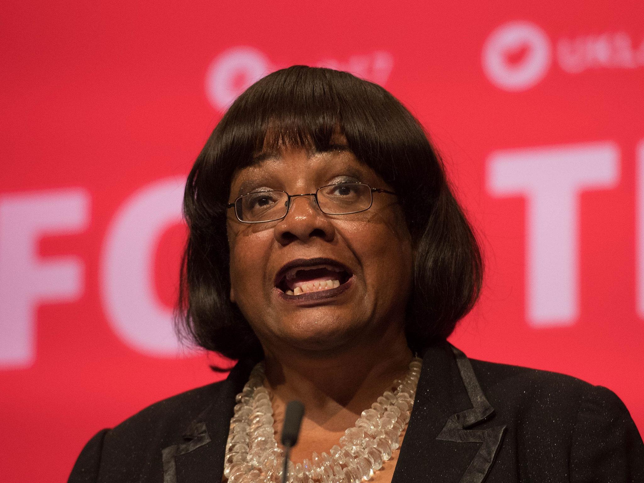 Diane Abbott speaking during the Labour Party annual conference at the Brighton Centre, Brighton