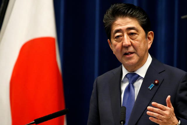 Japan's Prime Minister Shinzo Abe announces a snap election during a news conference at his official residence in Tokyo