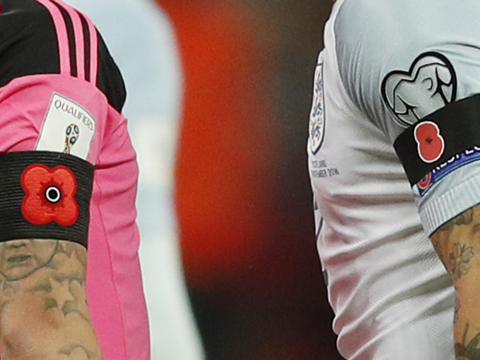 Scotland and England players wore commemorative poppies on black armbands last November