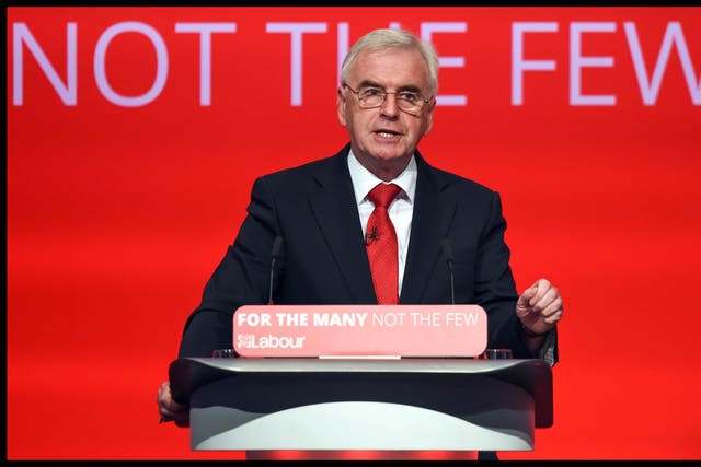 Shadow Chancellor John McDonnell at Labour's 2017 annual conference