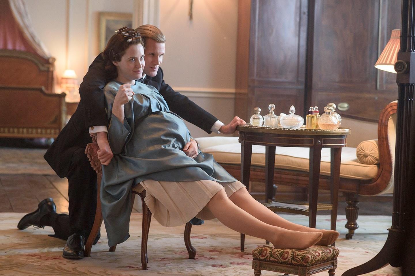 &#13;
Matt Smith as Prince Philip with Claire Foy as Queen Elizabeth in Netflix drama The Crown&#13;