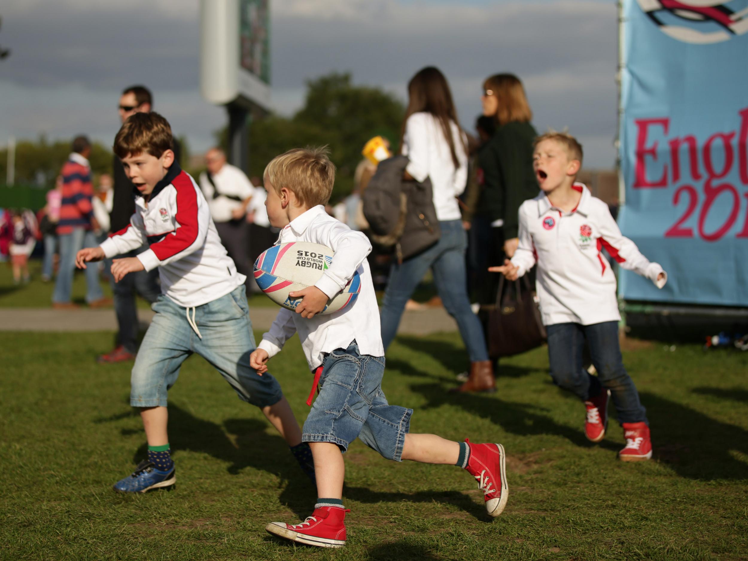 File photo: Children playing rugby at the Fanzone in Old Deer Park in Richmond, London