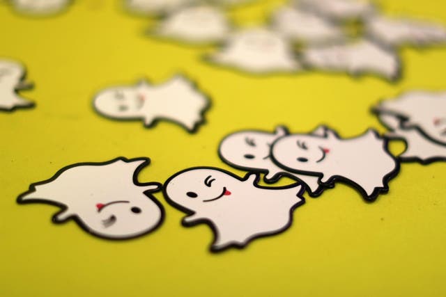 The logo of messaging app Snapchat is seen at a booth at TechFair LA, a technology job fair, in Los Angeles, California, U.S., January 26, 2017