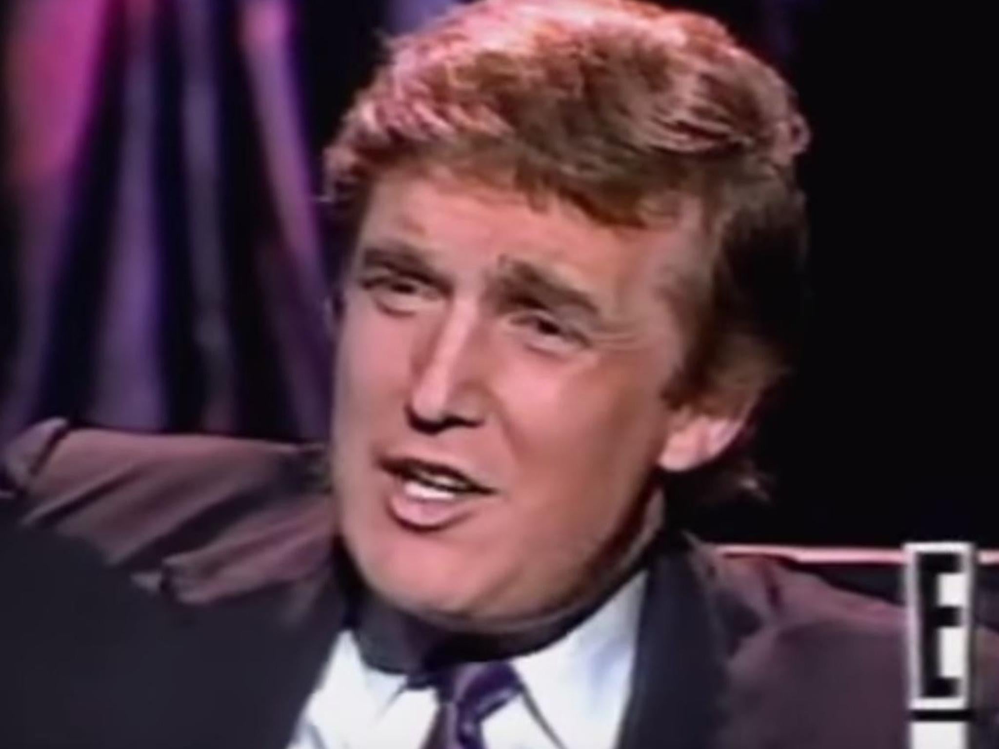 Donald Trump appears on E! during an interview with shock jock Howard Stern, in May 1993