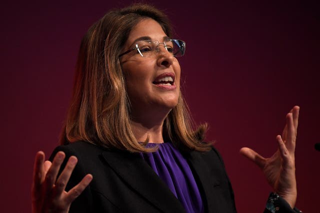 Canadian author and activist Naomi Klein speaks at the Labour Party Conference in Brighton, on September 26