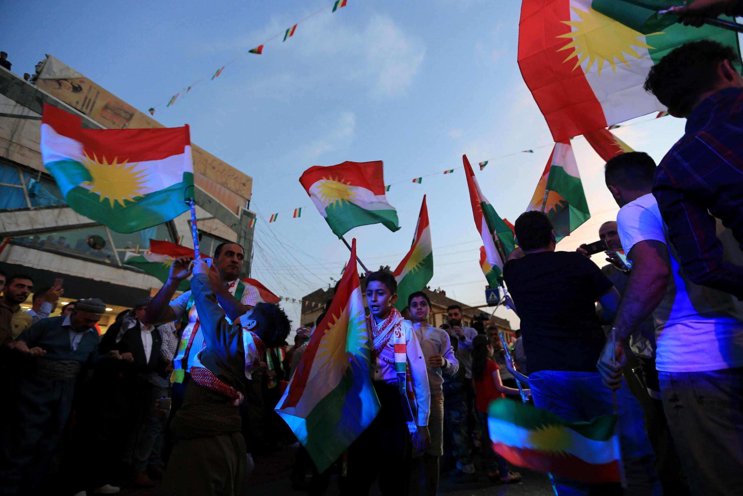 Kurds show their support for the independence referendum in Duhok, Iraq on 26 September 2017