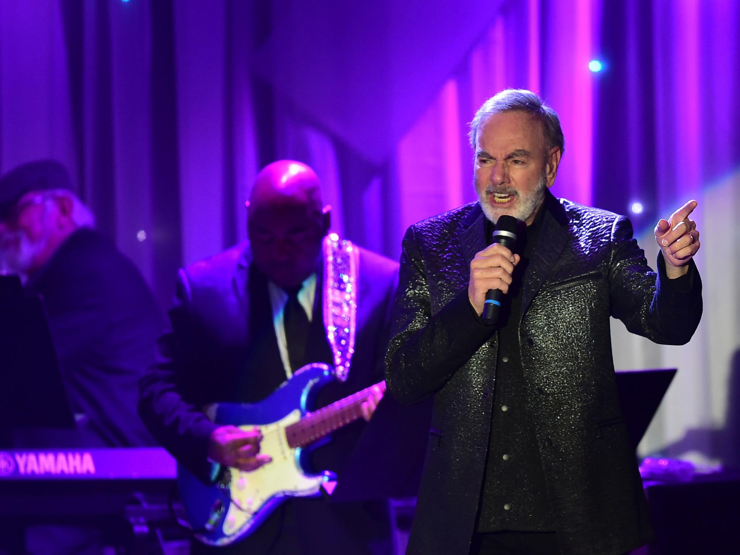 Amazing grace: Diamond performing in February this year at the pre-Grammy gala in The Beverly Hilton (Frederic J Brown/AFP)