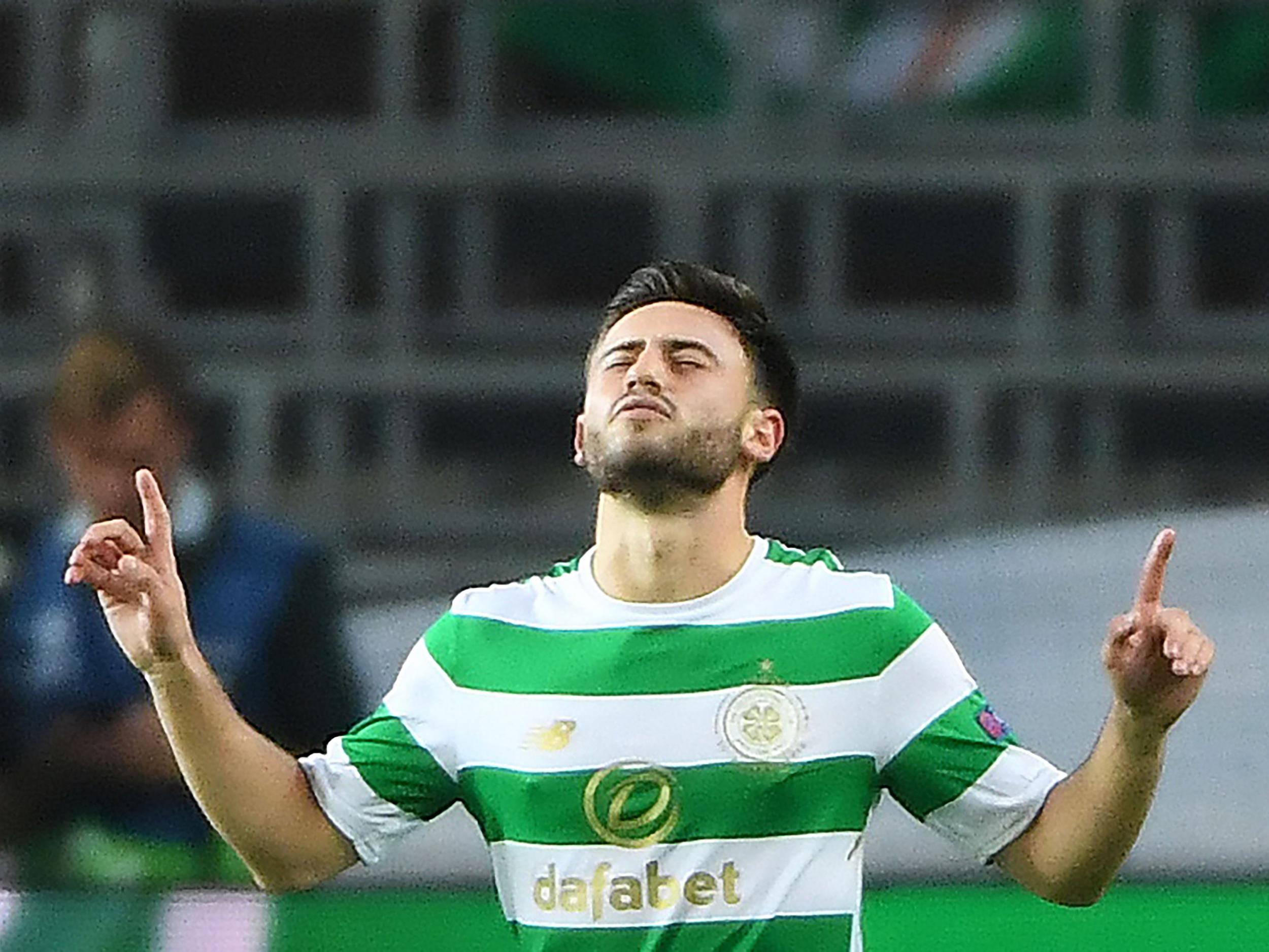 Patrick Robert's celebrates after scoring Celtic's second