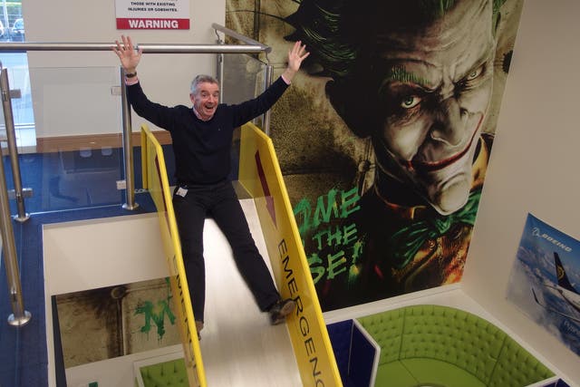 On the slide: Michael O’Leary’s cheeky chappie schtick has worn thin among his aggrieved passengers