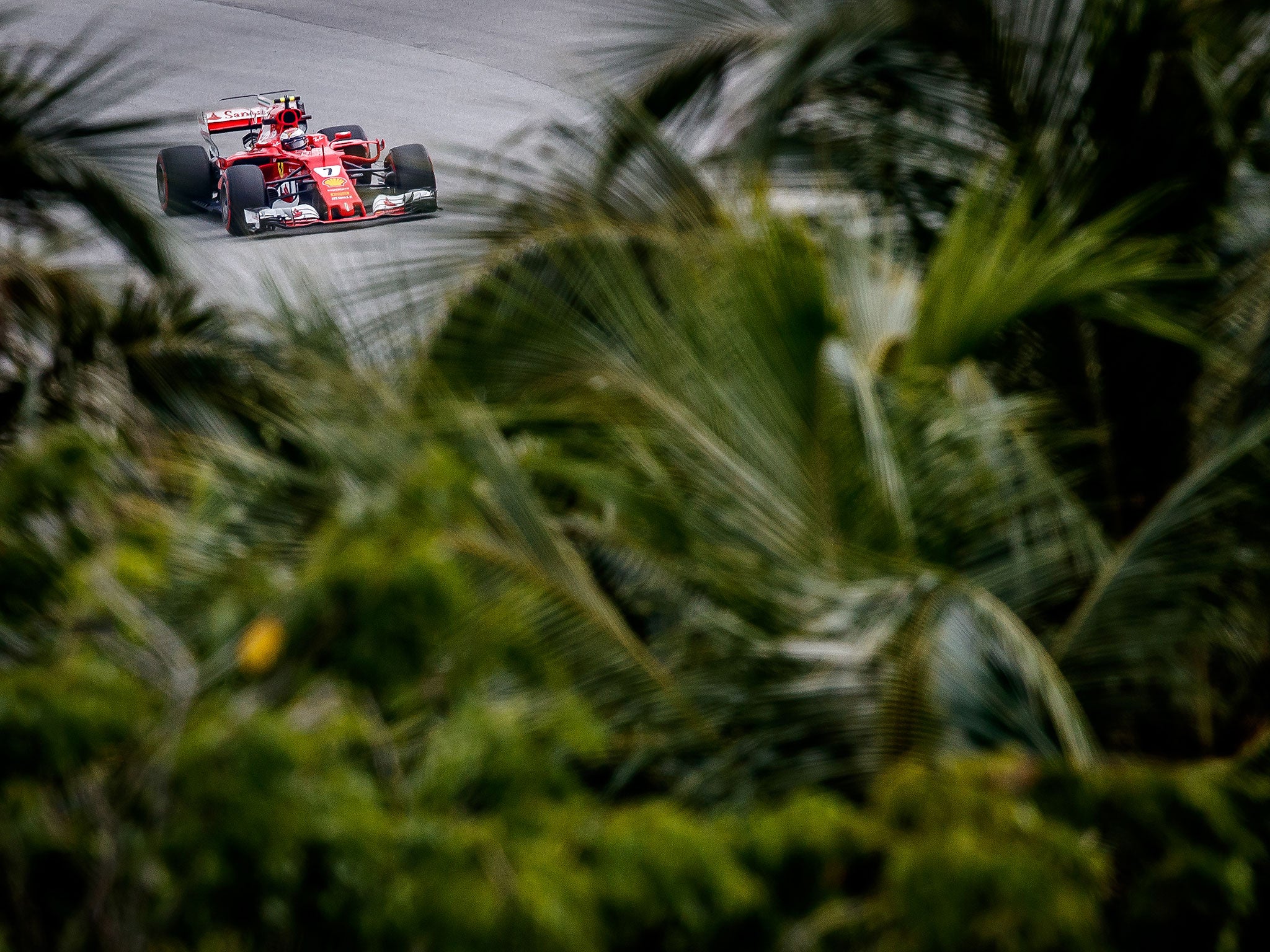 Kimi Raikkonen in action for Ferrari during Friday's practice