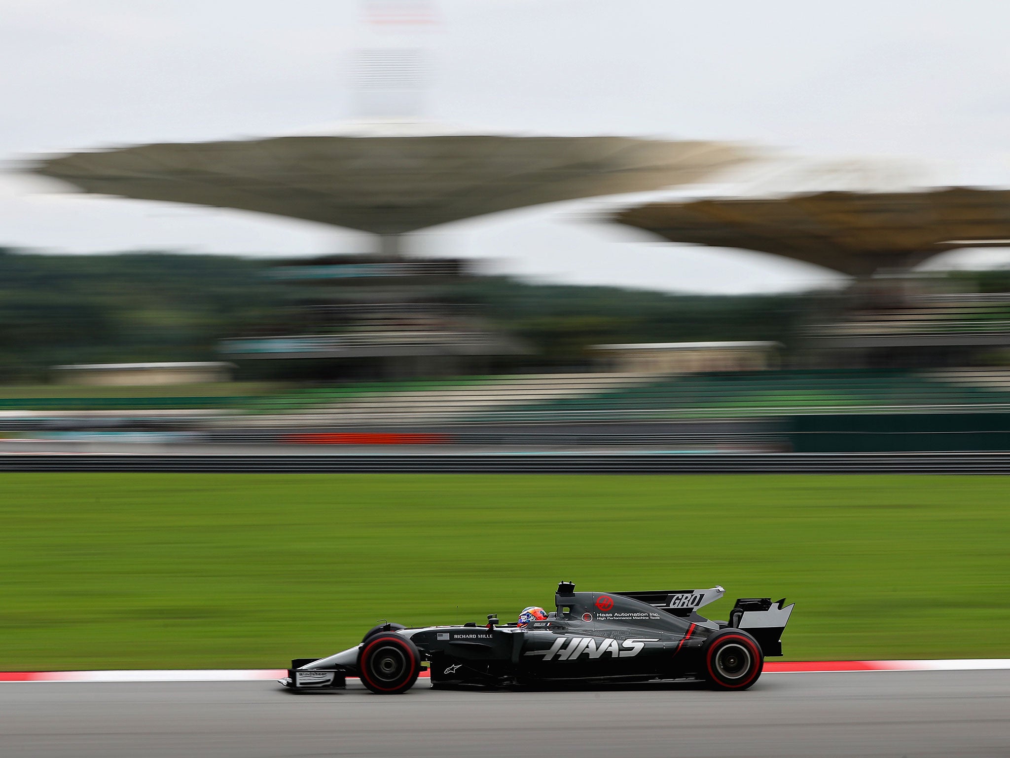 Romain Grosjean in action for Haas before his accident