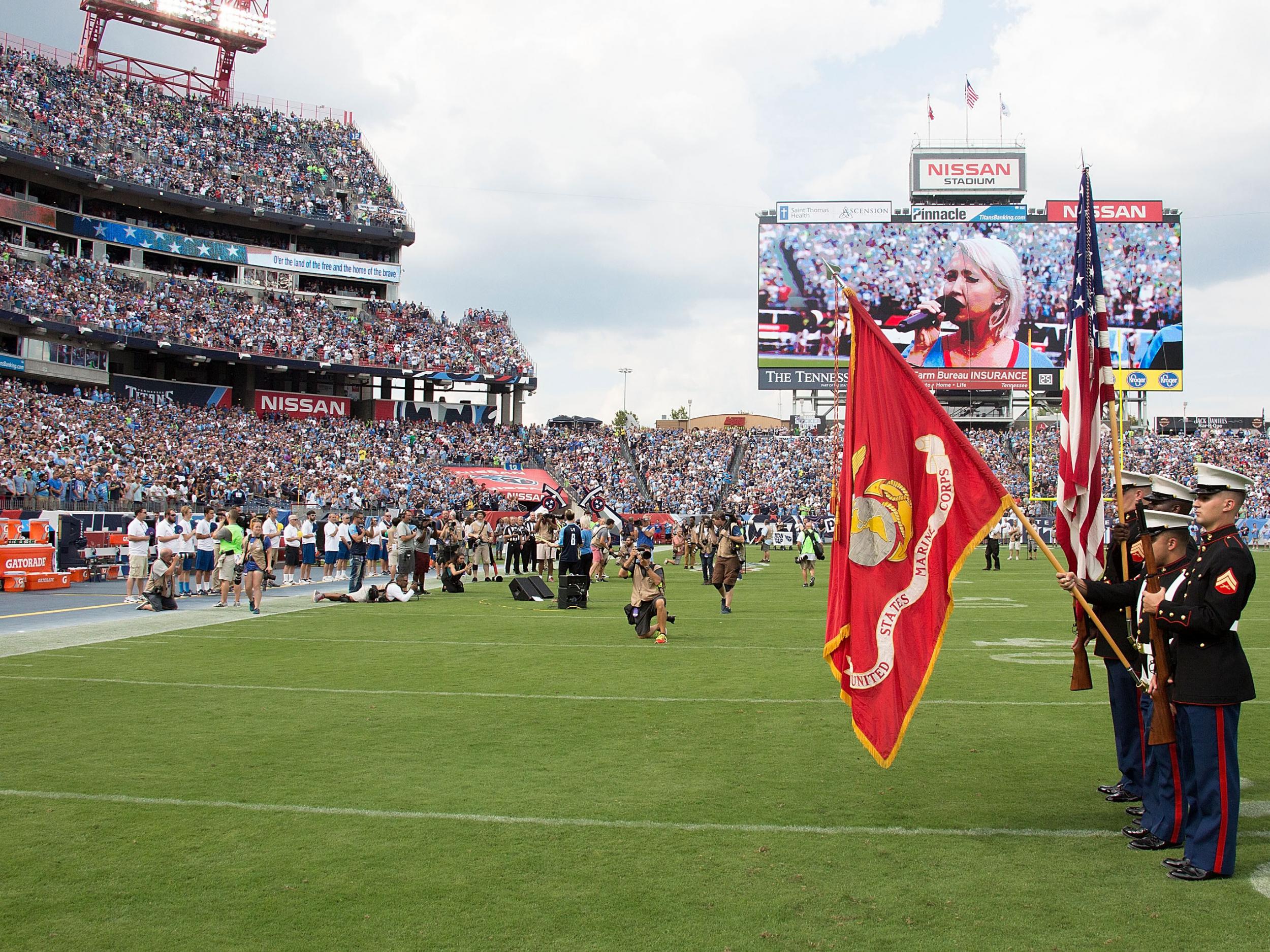 The Tennessee Titans didn't appear for the national anthem on Sunday